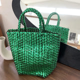 UAKISS  -  Handmade Woven Beach Woven Tote Bag Women Large Capacity Composite Single Shoulder Shopping Bags Handmade