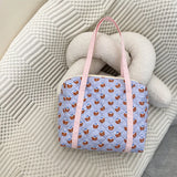 UAKISS  -  Cute Cartoon Bear Shoulder Bag Large Capacity Casual Tote Quilted Cotton Polyester Tote Handbag For Women