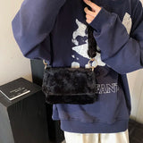 UAKISS  -  Small Leopard Faux Fur Crossbody Bags for Women 2024 Winter Designer Korean Fashion Handbags New Trend Shoulder Bag