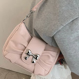 UAKISS  -  Y2k Aesthetic Office Lady Elegant Shoulder Bag Fashion Korean All Match Crossbody Bags Trendy Pleated Chic Bow Women's Handbags