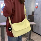 UAKISS  -  Simple Solid Color Women Shoulder Bag Cute Schoolbags For Teenage Girls Flip Nylon Travel Crossbody Bags Student Messenger Bags