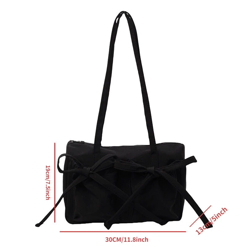 Uakiss New Bow Tote Bag High End High Capacity Shoulder Bag Women's Simple Solid Color Commuting Underarm Bag