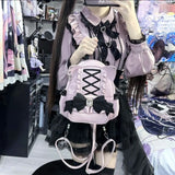 UAKISS  -  Japanese Y2k Aesthetic Cute Lolita Bow Backpack Fashion Kawaii Cat Ear Backpacks New Sweet Bandage Schoolbags for Women Students