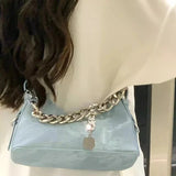 UAKISS  -  2024 Fashion Ins Denim Chain Women's Handbags All Match Sweet Elegant Y2k Shoulder Bag Casual Jeans  Crossbody Bags Office Lady