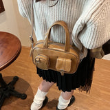 UAKISS  -  Small PU Leather Crossbody Bags Lady Short Handle Shoulder Bag for Women 2024 New Designer Y2K Handbags and Purses