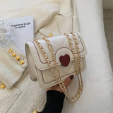 UAKISS  -  Cute Shoulder Bag Women Heart Quilted Bags Chain Female Luxury Designer Handbag PU Leather Crossbody Pouch Wallet