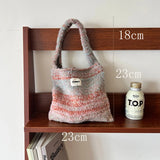 UAKISS  -  Korean Casual Colorful Crochet Women Shoulder Bags Handmade Knitted Cute Tote Bag Woolen Woven Lady Handbags Shopper Purse