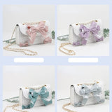 UAKISS  -  Lolita Bow Lace Shoulder Bag for Girl Pearl Jk Kawaii  New Trend Purse Japan Style Gentle Female Designer Crossbody Bag