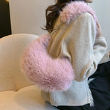 UAKISS  -  Japanese Kawaii Fluffy Shoulder Underarm Bag Simple Women Streetwear Fashion Handbags Casual Y2k Aesthetic All Match Hobo Bags