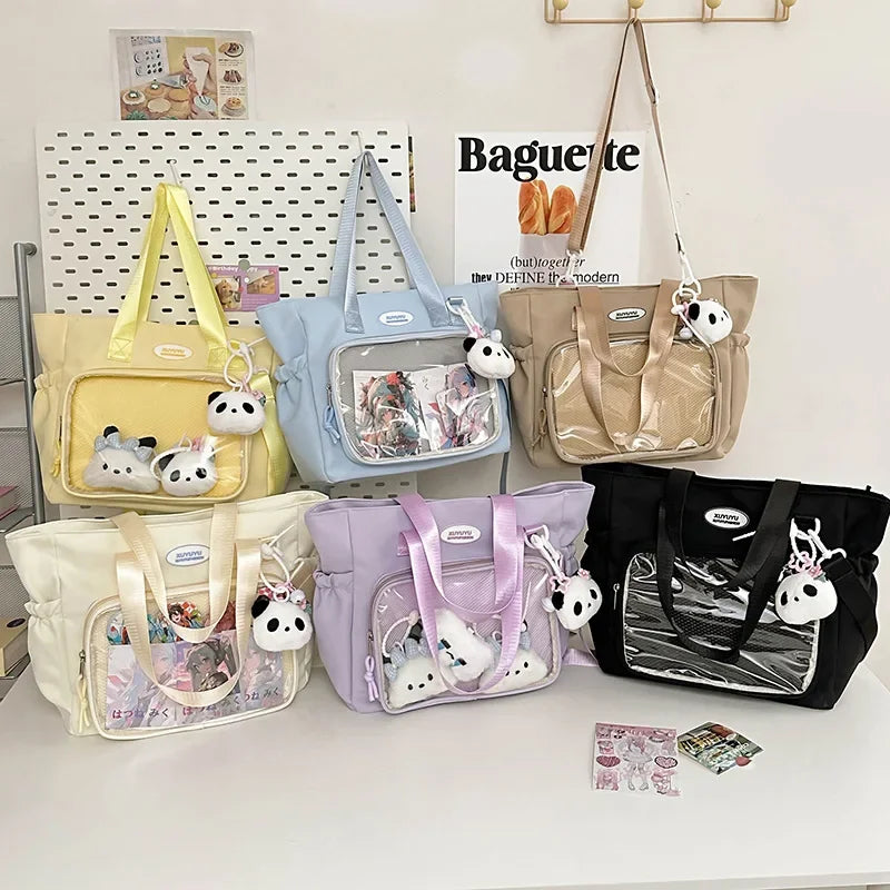 Uakiss Casual Nylon Women Ita Bags Harajuku Aesthetic DIY Anime Badge Crossbody Shoulder Bag Female Subculture Tote Bolso Mujer