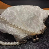 UAKISS  -  Elegant Vintage Womens Handbag Gentle Fashion White Pearl Chinese Style Shoulder Bag Luxury Designer Ladies Aesthetic Bags