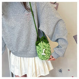 UAKISS  -  Luxury Women Brand Wool Weave Crossbody Bag Casual Small Pineapple Messenger Shoulder Bag