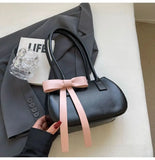 UAKISS  -  Harajuku Bow Pink Shoulder Bags Women 2025 Fairycore Aesthetic Leather Underarm Bag Ladies Versatile Casual Handbag Y2k