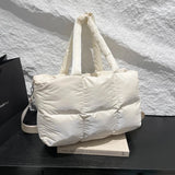 UAKISS  -  Big White Tote Bags for Women Winter Designer Handbags 2024 Luxury Soft Crossbody Bags Cotton Short Handle Handbag