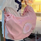 UAKISS  -  High-capacity Crossbody Bags Trendy Donut Embroidery Letter Women Pink Handbags Summer Y2k Aesthetic Kawaii Shoulder Tote Bag