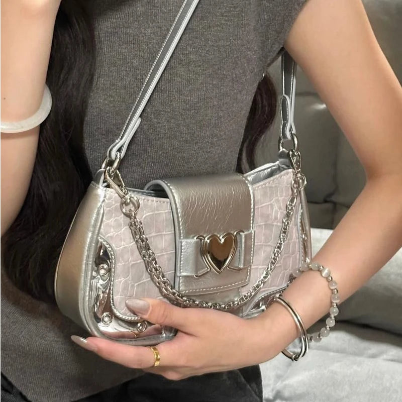 UAKISS  -  Y2k Casual Shoulder Bag for Women Pu Leather Fashion Designer Handbag Pu Leather Daily Luxury Advanced Ladies Armpit Bag