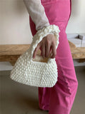 UAKISS  -  Luxury Designer Wool Weave Women's Handbag Casual Shoulder Bag Small Shell Tote