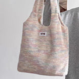 UAKISS  -  Sweet Y2k Rainbow Fluffy Handbags Casual Grunge Fashion Knitted Underarm Bag Women Chic Kawaii Shoulder Tote Bags High-capacity