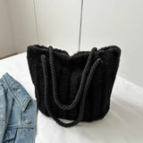 UAKISS  -  2024 New Simple Casual Striped Women's Handbags Faux Fur Soft Fashion Shoulder Bags Sweet Y2k Aesthetic Fluffy Chic Underarm Bag