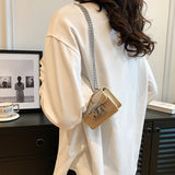 UAKISS  -  Super Mini Silver Chain Leather Crossbody Bags for Women 2024 New In Trend Design Y2k Phone Handbags and Purses