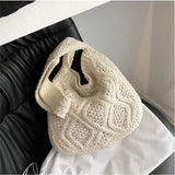 UAKISS  -  2024 Solid Knitted Hollow Out Shoulder Bags Vintage Casual Grunge Y2k Aesthetic Crossbody  Trendy Retro Crochet  for Women