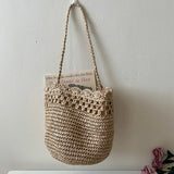 UAKISS  -  Women Straw Weaving Bucket Bag Summer Vintage Woven Crossbody Bag  High Quality Beach Tote Bag Hand-Woven Flap Small Handbag