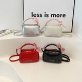 UAKISS  -  Mini Cute Bow PU Leather Crossbody Bags for Women 2024 Y2k Trend Korean Fashion Shoulder Bag Lady Silver Handbags