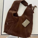 UAKISS  -  Suede Hasp 2025 High Quality Autumn Designer Tote Bag Solid Color High Beauty Fashion Handbag Soft Simple Fashion Shoulder Bag