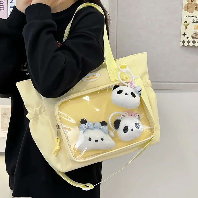 Uakiss Casual Nylon Women Ita Bags Harajuku Aesthetic DIY Anime Badge Crossbody Shoulder Bag Female Subculture Tote Bolso Mujer