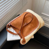 UAKISS  -  Big Bag Women's Large Capacity Crossbody Bag Women Autumn and Winter Lamb Wool Tote Bag Plush One-shoulder Bucket Bag