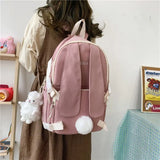 UAKISS  -  School Backpacks for Women  Trend Cartoon Cute Bunny Ears Bookbag Girl Fashion Preppy Style Anime Student Female Backpack