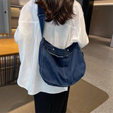 UAKISS  -  Fashion Washed Denim Crossbody Bags For Women Large Capacity Casual Shoulder Tote Bag Student School Bag Female Travel Handbag