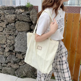 UAKISS  -   Women Simple Shoulder Bag Soft Cloth Fabric Handbag Large Capacity Cotton Tote Canvas Bags For Pretty Young Girls Solid