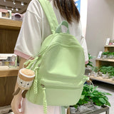 UAKISS  -   New Small Solid Color Woman Backpack Female Travel Rucksack Schoolbag For Teenage Girls