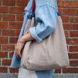 UAKISS  -  New Tote Stripe Versatile Retro Commuter One Shoulder Crossbody Bag with Large Capacity Canvas Bag