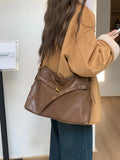 UAKISS  -  Vintage Lage Capacity Crossbody Bag For Women Simple Solid Designer Luxury Tote Bag High Quality PU Leather Handbags