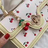 UAKISS  -  2024 Fashion Sweet Cherry Square Chains Crossbody Bags Women Luxury Designer Brand HandBag Versatile Messenger Bag Wallet Purse