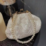 UAKISS  -  Elegant Vintage Womens Handbag Gentle Fashion White Pearl Chinese Style Shoulder Bag Luxury Designer Ladies Aesthetic Bags