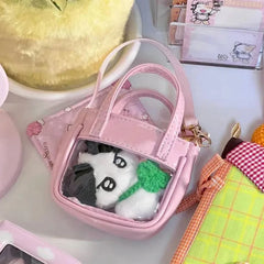 Uakiss Transparent Pocket Kawaii Doll Mini Itabags Y2k Lolita Pain Crossbody Bags PU Leather Cute Cartoon Handbags Japanese Bags Girls