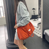 UAKISS  -  Solid Color Shoulder Bags Corduroy Luggage Weekender Travel Messenger Bag Handbag With Zipper