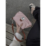 UAKISS  -  White Elegant Womens Shoulder Bag Korean Fashion Gentle Contrast Color Leather Handbag Exquisite Daily Ladies Armpit Bag