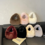 UAKISS  -  Cute Small Faux Fur Shoulder Bags for Women 2024 Y2K Winter Korean Fashion New Handbags and Purses Trend Warm Tote Bag