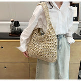 UAKISS  -  Brand Designer Wool Weave Women's Shoulder Bag Casual Crossbody Bag Large Bucket Handbag