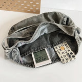 UAKISS  - Washed Denim Fashion College Student Shoulder Bag Female Large Capacity Vintage Travel Crossbody Bag Cool Classic Women's Bag