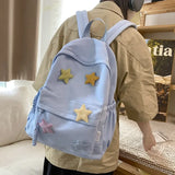 UAKISS  -  2024 High-capacity Simple Women Student Star Backpack  Vintage Casual All Match Schoolbags Korean Trendy Kawaii Girls Backpacks