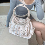 UAKISS  -  Y2k White Shoulder Bag for Women Pleated Soft Autumn 2024 New Trendy Tote Bag Multi-pocketed Large Capacity Handbag Sac