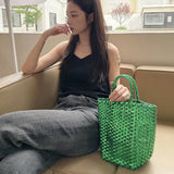 UAKISS  -  Handmade Woven Beach Woven Tote Bag Women Large Capacity Composite Single Shoulder Shopping Bags Handmade