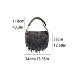 UAKISS  -  Denim Y2k Rivets Womens Shoulder Bag Fashion Tassels female Messenger Crossbody Bag Large Capacity ladies Handbag Sac totes