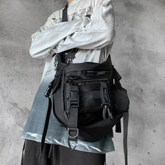 Uakiss Black Canvas Crossbody Bag Man Gothic Harajuku Large Capacity Japanese Vintage Shoulder Bag School University Postman Bag Cool