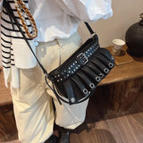 UAKISS  -  Punk Style Rivets Design Small PU Leather Shoulder Bags for Women 2024 Y2K Fashion Luxury Crossbody Bag Female Handbags